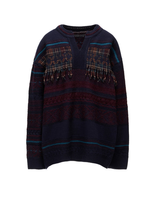 TYROLEAN JACQUARD HENLEY NECK PULLOVER