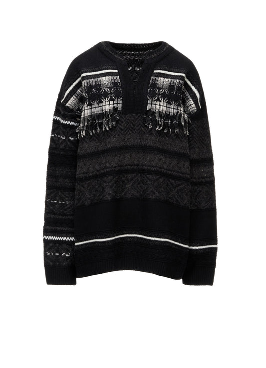 TYROLEAN JACQUARD HENLEY NECK PULLOVER