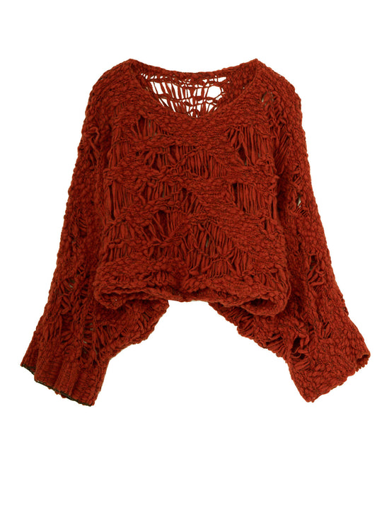 SUPER CHUNKY DISTORTED SLUB CROPPED PULLOVER