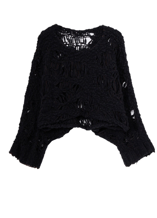 SUPER CHUNKY DISTORTED SLUB CROPPED PULLOVER