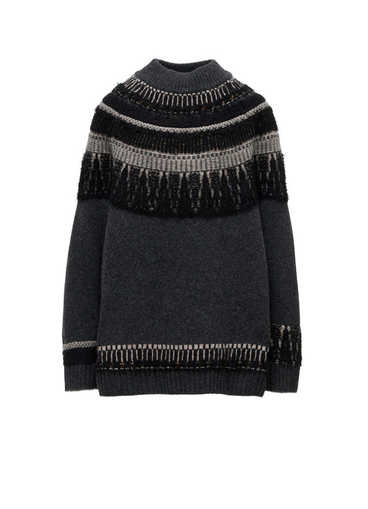 MULTI-MATERIAL NORDIC PULLOVER