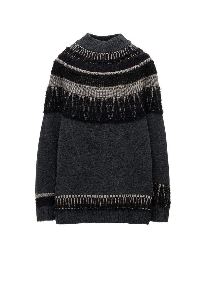 MULTI-MATERIAL NORDIC PULLOVER