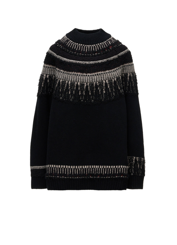 MULTI-MATERIAL NORDIC PULLOVER