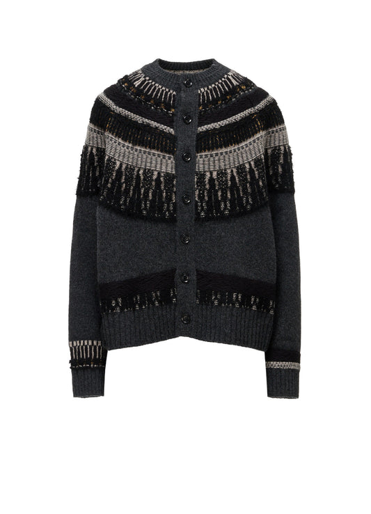 MULTI-MATERIAL NORDIC CARDIGAN