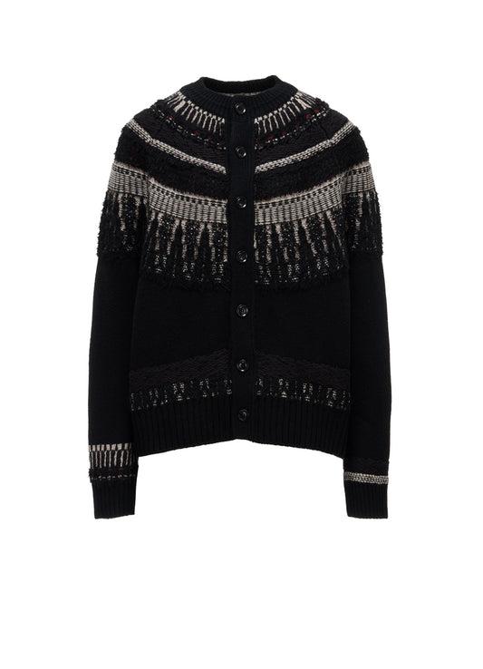 MULTI-MATERIAL NORDIC CARDIGAN