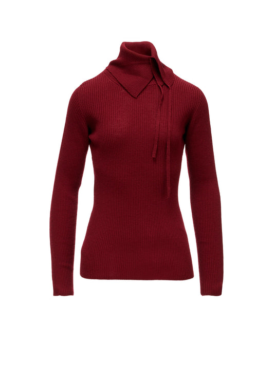WOOL RIB 3-WAY BUTTON-UP HIGH NECK PULLOVER