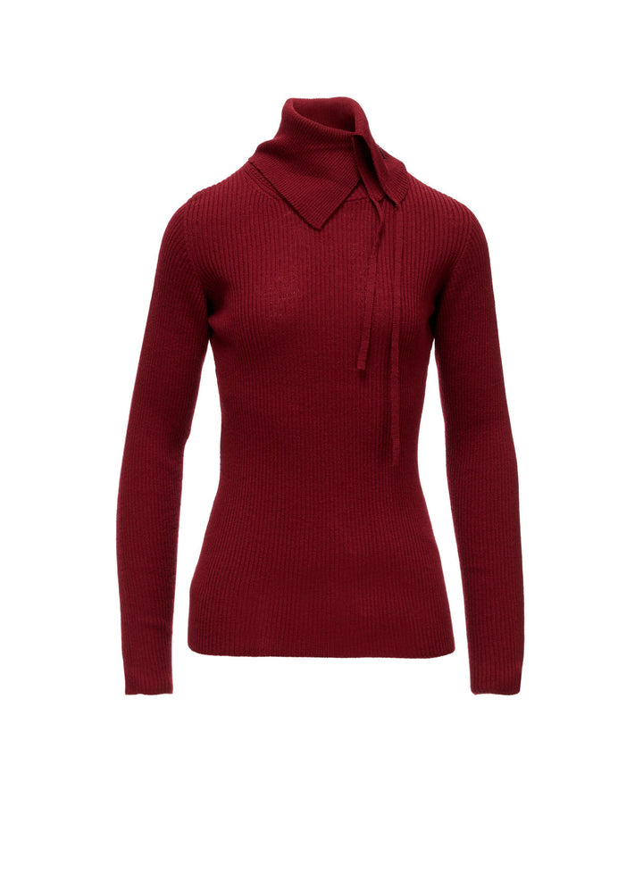 WOOL RIB 3-WAY BUTTON-UP HIGH NECK PULLOVER