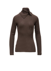 WOOL RIB 3-WAY BUTTON-UP HIGH NECK PULLOVER