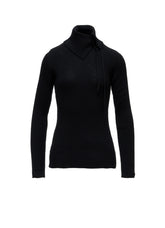 WOOL RIB 3-WAY BUTTON-UP HIGH NECK PULLOVER