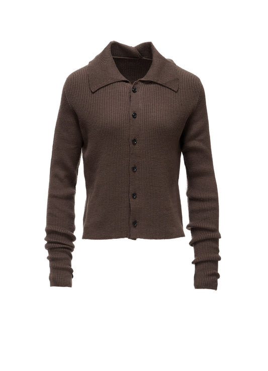 WOOL RIB BACK SHORT CARDIGAN