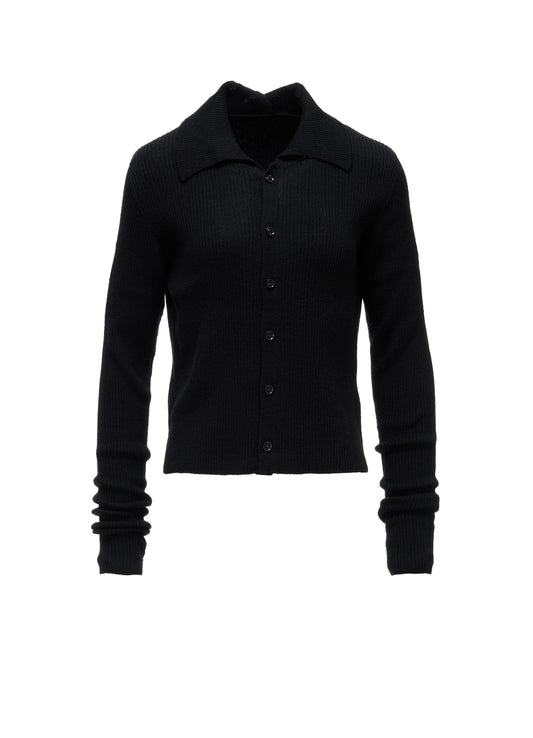 WOOL RIB BACK SHORT CARDIGAN