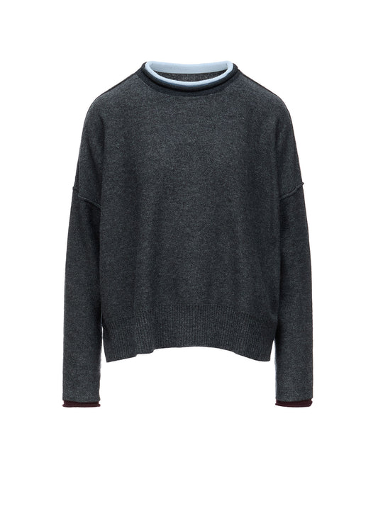 REVERSE JERSEY ROUND NECK BIG PULLOVER