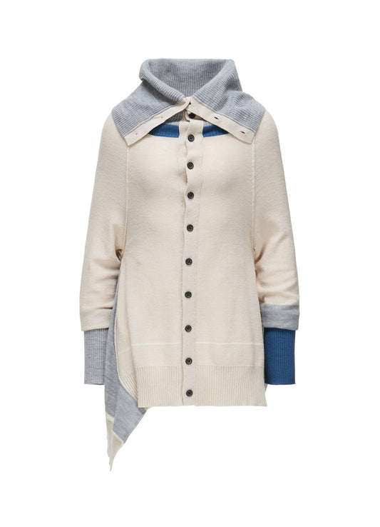 REVERSE JERSEY DRAPE SLEEVE CARDIGAN