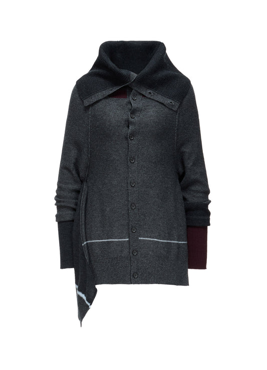 REVERSE JERSEY DRAPE SLEEVE CARDIGAN
