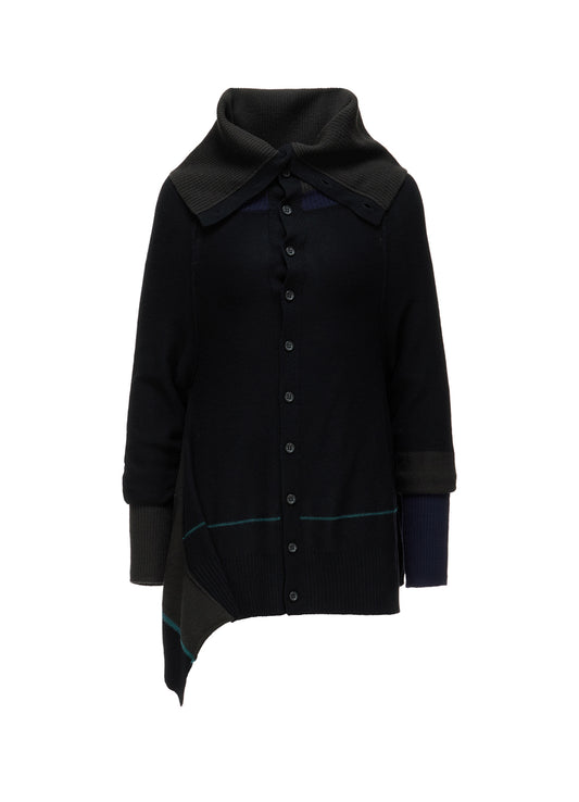 REVERSE JERSEY DRAPE SLEEVE CARDIGAN