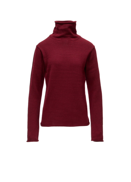 WOOL JERSEY LACE HIGH NECK PULLOVER