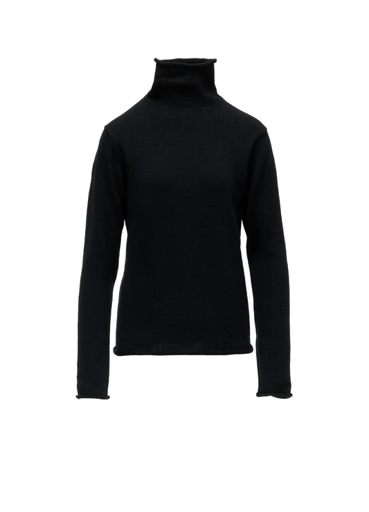 WOOL JERSEY LACE HIGH NECK PULLOVER