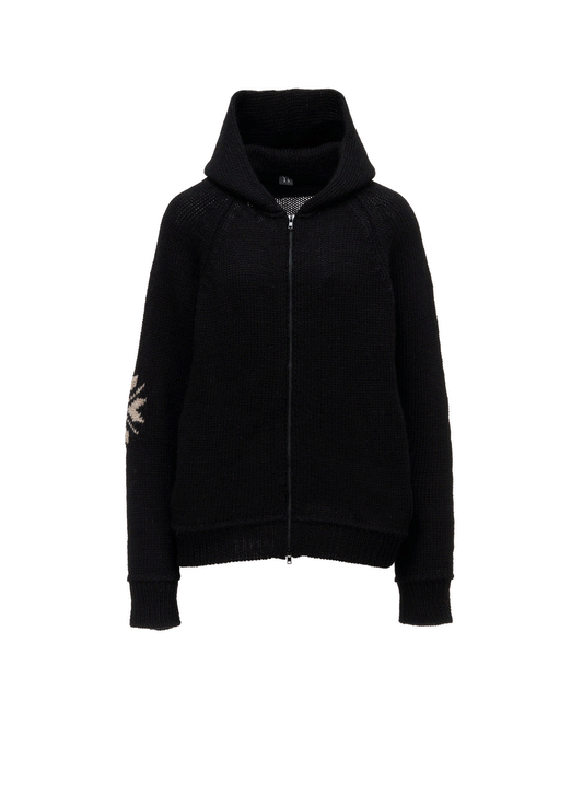 WOOL JERSEY INTARSIA HOODIE