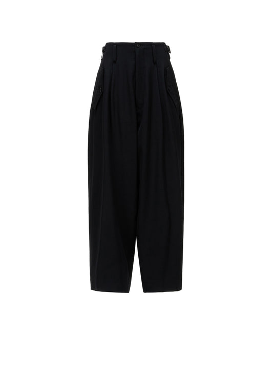 WOOL GABARDINE 2-TUCK WIDE PANTS