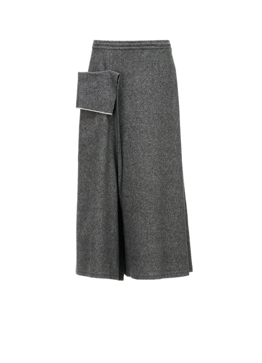 TWILL FLANNEL DRAPE FLARE PANTS