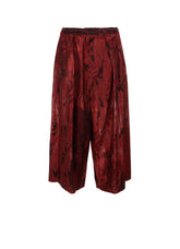 COTTON/CELLULOSE BLUR PAISLEY FRONT TUCK WIDE PANTS