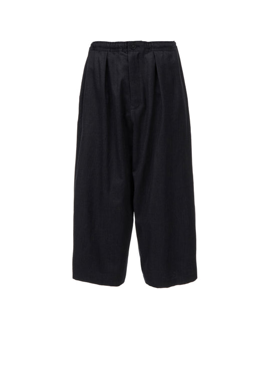 WOOL GABARDINE FRONT TUCK WIDE PANTS