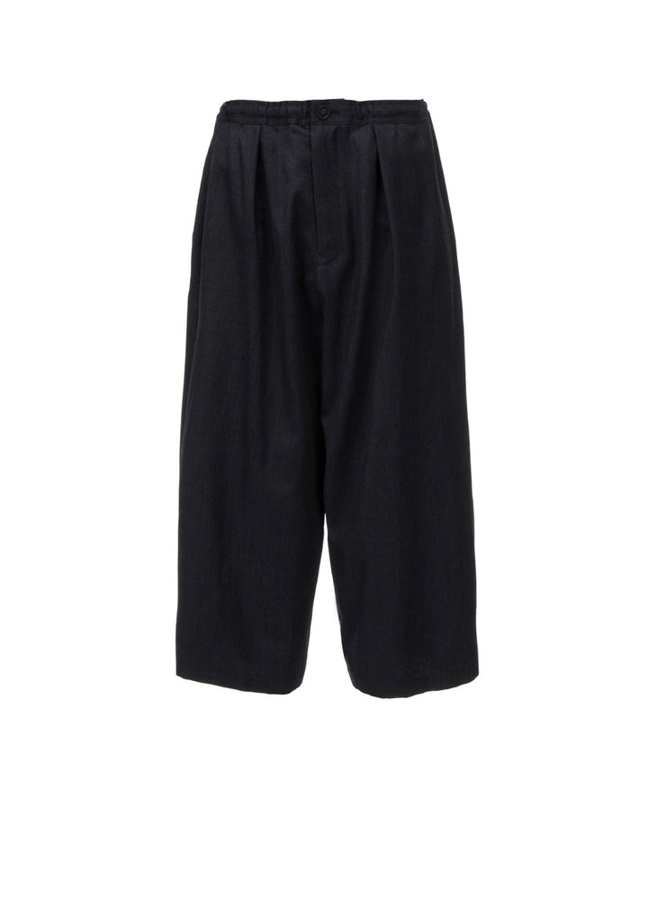 WOOL GABARDINE FRONT TUCK WIDE PANTS