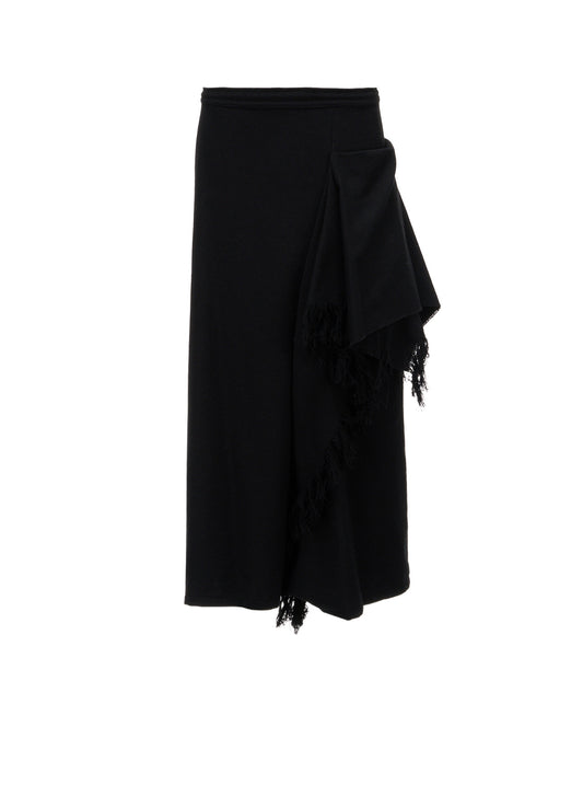 WOOL BLEND KERSEY FRINGE FLARE PANTS
