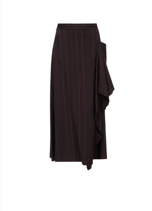 PINSTRIPE DRAPE FLARE PANTS