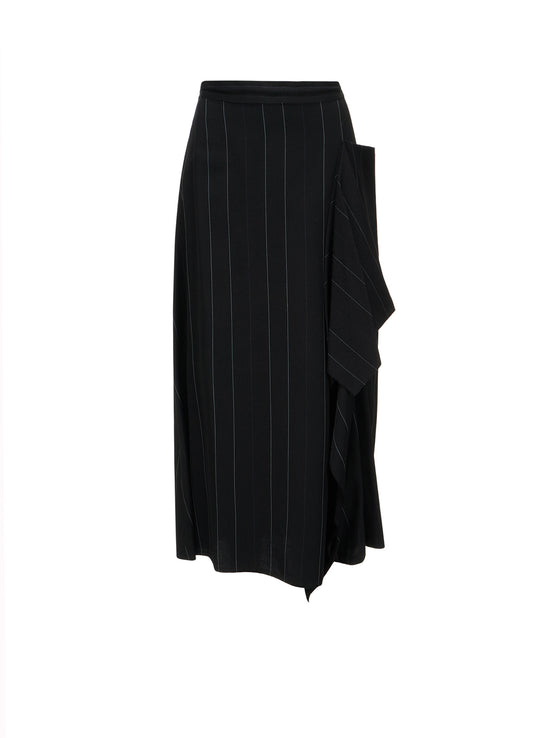 PINSTRIPE DRAPE FLARE PANTS