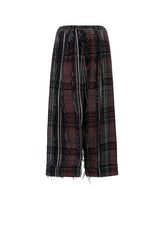WOOL PLAID CUT JACQUARD FRONT TUCK TURN-UP PANTS