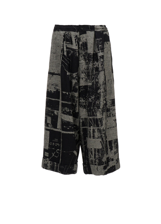 WOOL BLEND HERRINGBONE FRONT CUFFED PANTS