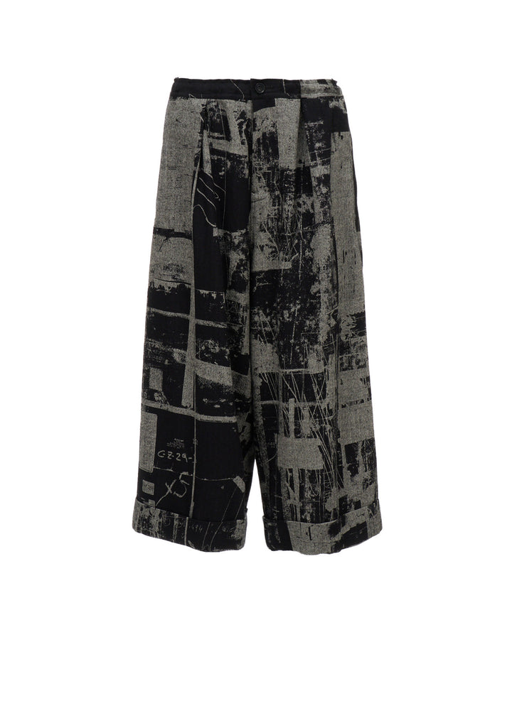 WOOL BLEND HERRINGBONE FRONT CUFFED PANTS