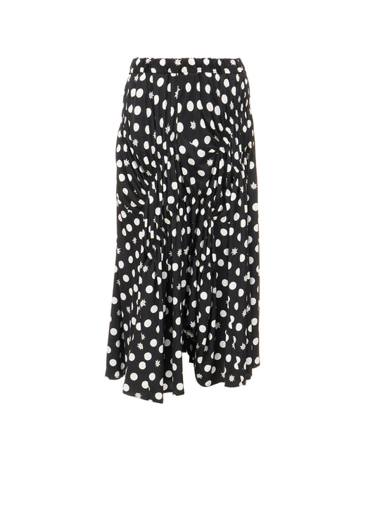 DOT FLOWER PRINT GATHERED PANTS