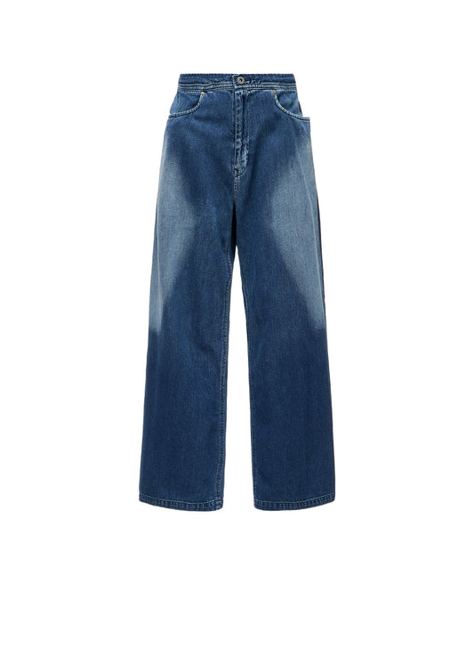 SPOTTED DENIM STRAIGHT PANTS