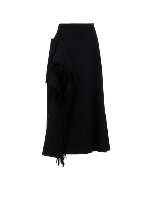 WOOL BLEND KERSEY DRAPE SKIRT