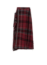 WOOL PLAID CUT JACQUARD RIGHT DRAPE SKIRT