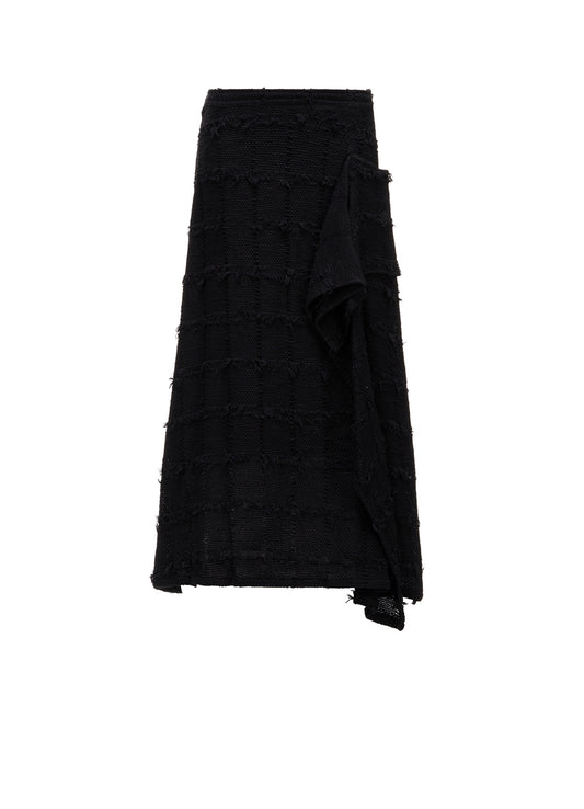 PLAID TWEED LEFT DRAPE SKIRT