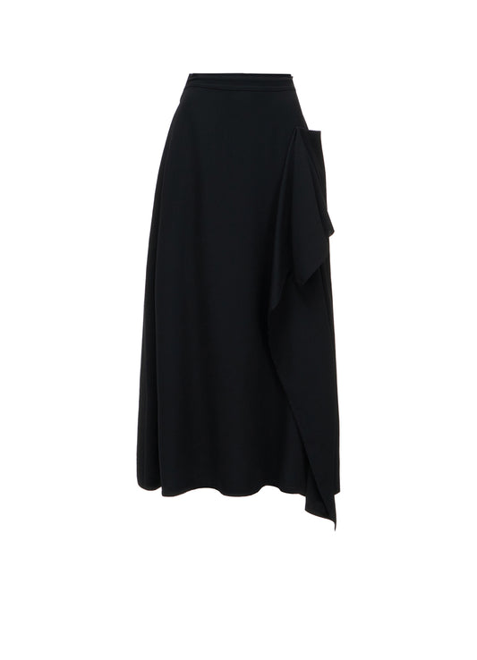 WOOL SERGE LEFT DRAPE SKIRT