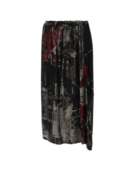 CUPRO DISTORTED FLOWER DETACHED PANEL SKIRT