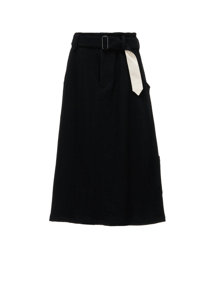 TWILL FLANNEL BELTED SKIRT