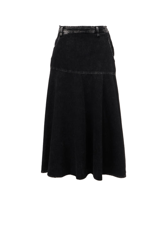 6OZ DENIM CHEMICAL WASH PANEL SEMICIRCLE SKIRT