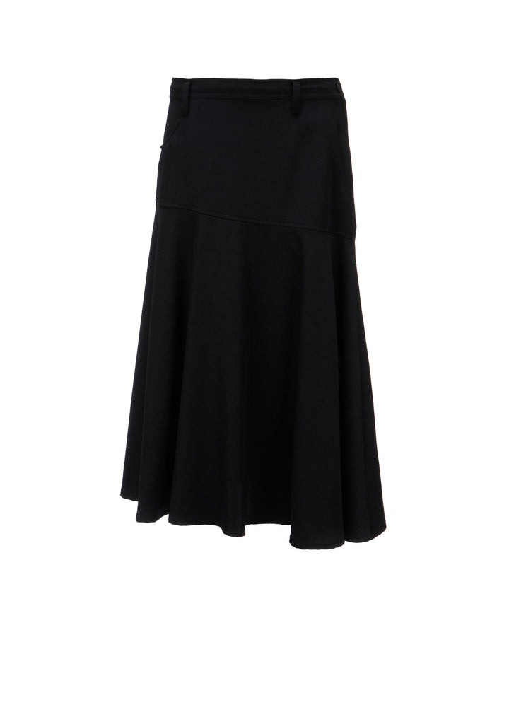 WOOL GABARDINE PANEL FLARE SKIRT