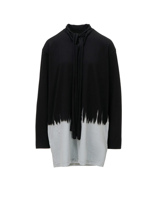 DISCHARGE DYED TIE-NECK T-SHIRT