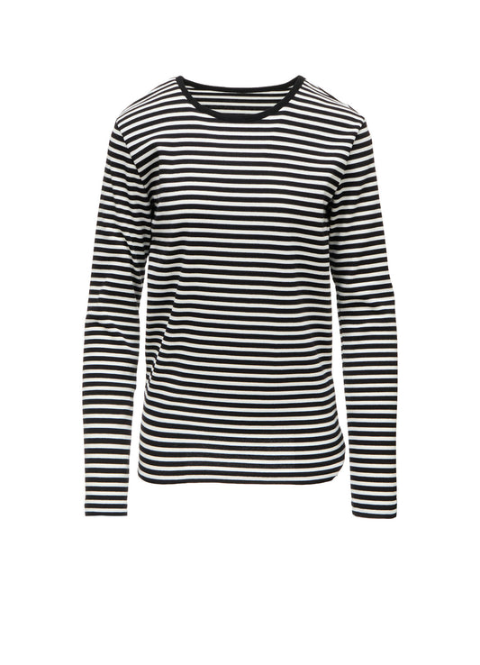 STRIPE RIB ROUND NECK LONG SLEEVE T-SHIRT