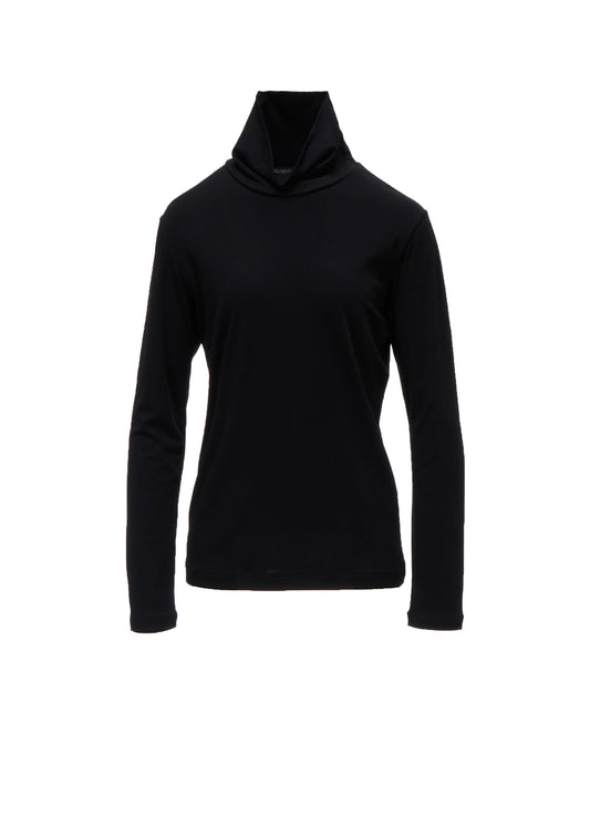 COTTON INTERLOCK HIGH NECK LONG SLEEVE T-SHIRT