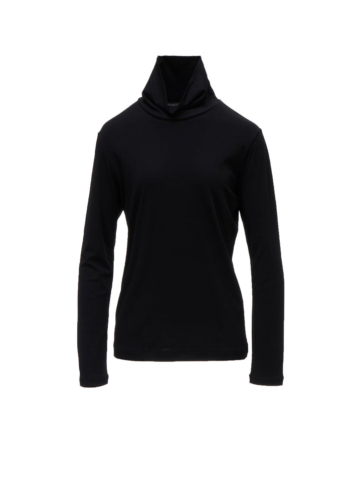 COTTON INTERLOCK HIGH NECK LONG SLEEVE T-SHIRT