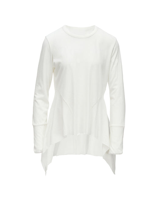 HARD TWISTED JERSEY SIDE DRAPE T-SHIRT