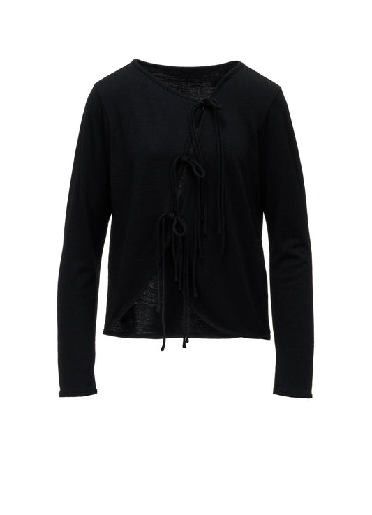 WOOL JERSEY CHINESE BUTTON ASYMMETRIC CARDIGAN