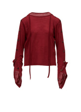 WOOL/SILK CREPE DRAPE BOAT NECK PULLOVER